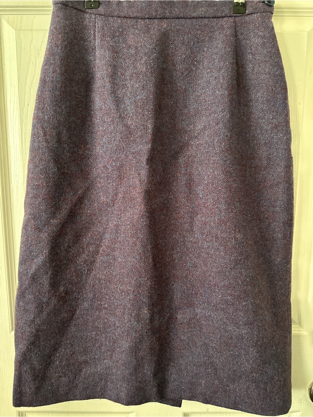 Wool-Blend Purple Tweed Pencil Skirt